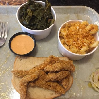 Grace Meat + Three - Catfish with collard greens and Mac and Cheese. - Southern Near Me - St Louis, Missouri Grace Meat + Three - Catfish with collard greens and Mac and Cheese. - Southern Near Me - St Louis, Missouri