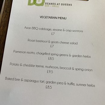 Deanes at Queens - Vegetarian menu - British Near Me - Belfast, BFS