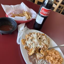 I got chilaquiles with a coke. They also serve you chips and salsa while they prepare your meal I got chilaquiles with a coke. They also serve you chips and salsa while they prepare your meal