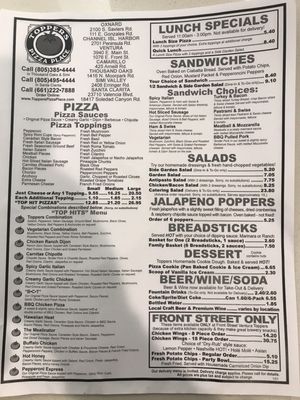Menu photo 5 Toppers Pizza Place Ventura, CA Menu photo 5 Toppers Pizza Place Ventura, CA