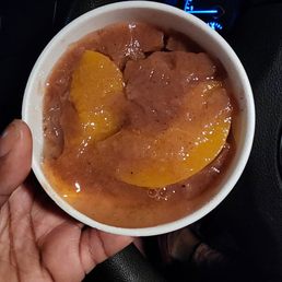 Peach cobbler? More like peach cobbler filling. Peach cobbler? More like peach cobbler filling.