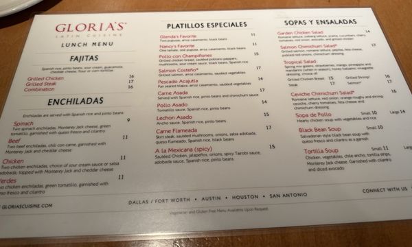Menu photo 1 Gloria's Latin Cuisine Addison, TX Menu photo 1 Gloria's Latin Cuisine Addison, TX