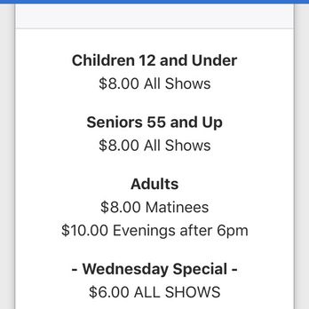 Spotlight Cinemas Capital 8 - Pricing on page stating Wednesday shows are $6 - Cinema Near Me - Columbia, South Carolina