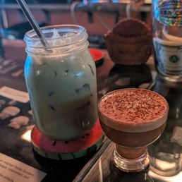 Chanque's cortado and fruit loops matcha