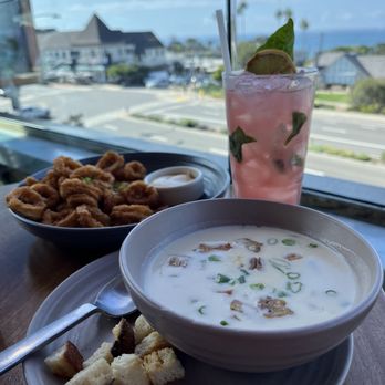 Monarch Ocean Pub - chowder + calamari + watermelon basil smash - Gastropubs Near Me - Del Mar, California