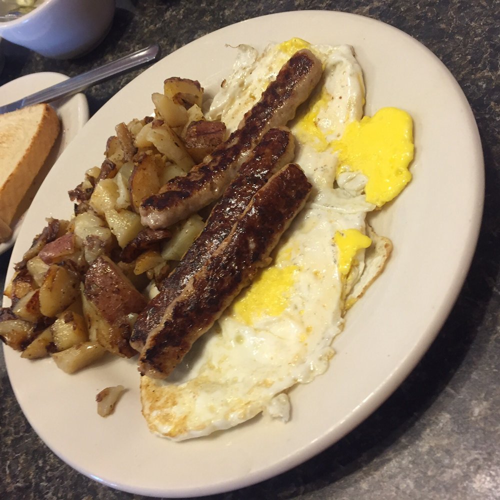 Pete's Grille - Two eggs, over easy with sausage, home fries and toast. 8.75 - Breakfast & Brunch Near Me - Baltimore, Maryland Pete's Grille - Two eggs, over easy with sausage, home fries and toast. 8.75 - Breakfast & Brunch Near Me - Baltimore, Maryland