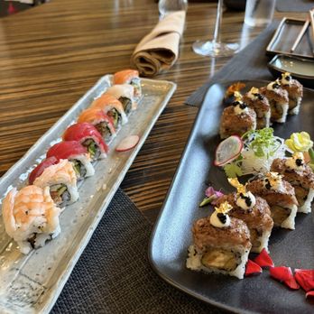 MF Bar - Spicy Rainbow Roll and A5 Wagyu Beef Roll - Sushi Bars Near Me - Alpharetta, Georgia
