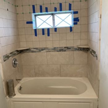 Alcantara Contractor - Bathroom tiles in progress - General Contractors Near Me - Medford, Massachusetts