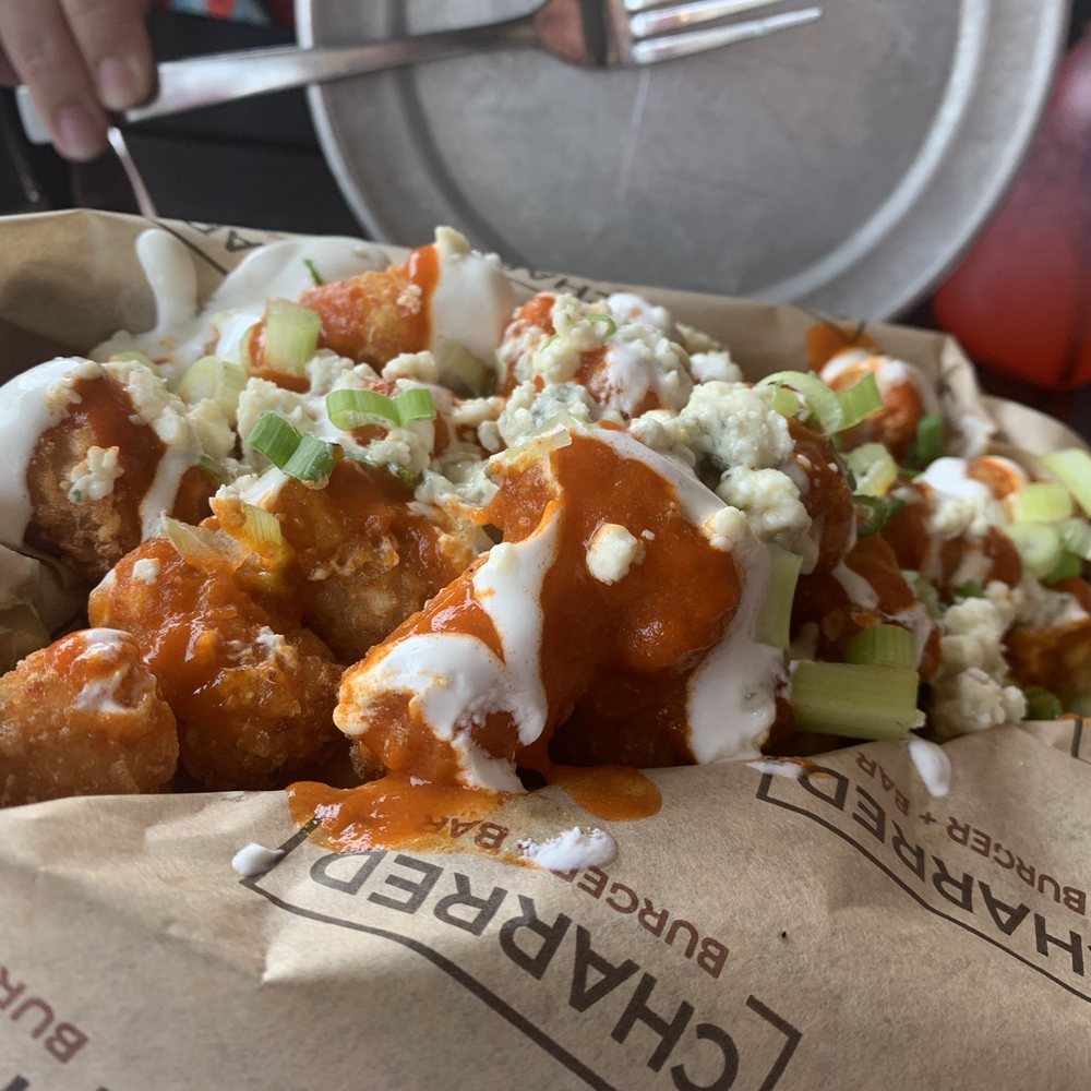 Charred Burger + Bar - Buffalo loaded tots - Burgers Near Me - Omaha, Nebraska Charred Burger + Bar - Buffalo loaded tots - Burgers Near Me - Omaha, Nebraska