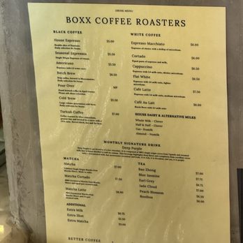 Boxx Coffee Roasters - Menu - Coffee Roasteries Near Me - Los Angeles, California