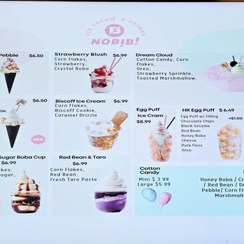 Nobibi - MENU JAN 2025 - Ice Cream & Frozen Yogurt Near Me - Buena Park, California