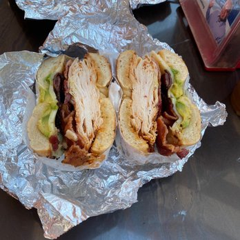 Utopia Bagels - Tex Mex Chicken Sandwich on an Everything Bagel with Avocado - Bakeries Near Me - Whitestone, New York