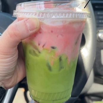 Flower Coffee Collective - Iced almond mike matcha with blackberry cold foam - Coffee & Tea Near Me - Wentzville, Missouri Flower Coffee Collective - Iced almond mike matcha with blackberry cold foam - Coffee & Tea Near Me - Wentzville, Missouri