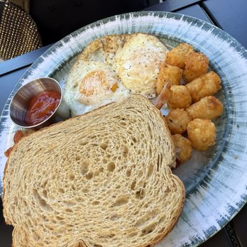 The Bridge Cafe - Over easy eggs with bacon & tots - Breakfast & Brunch Near Me - Delray Beach, Florida
