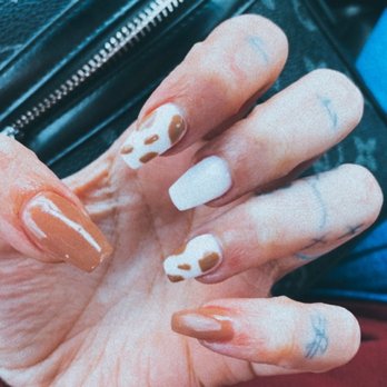 Premier Nails & Spa - SNS dip - brown cow design - Nail Salons Near Me - Mesa, Arizona Premier Nails & Spa - SNS dip - brown cow design - Nail Salons Near Me - Mesa, Arizona