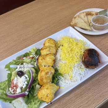 Athens Pizza & Kabob - Chicken joojeh with half rice and half salad - Italian Near Me - Matthews, North Carolina