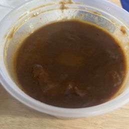 Thick & spicy curry! I believe there may be chunks of tender meat inside- so good!