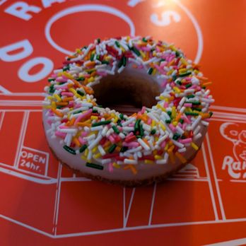 Randy's Donuts - @endoedibles on Instagram 10/6/25 Cake Donut with White Frosting and Sprinkles - Coffee & Tea Near Me - Las Vegas, Nevada