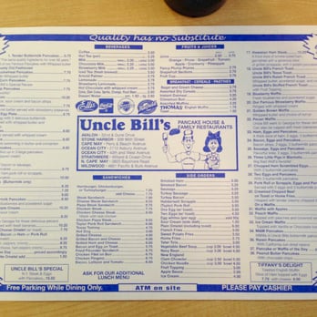 Uncle Bill's Pancake House - Extensive breakfast menu. - Breakfast & Brunch Near Me - Cape May, New Jersey Uncle Bill's Pancake House - Extensive breakfast menu. - Breakfast & Brunch Near Me - Cape May, New Jersey
