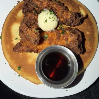 Tom's Watch Bar - Cornbread pancake and fried chicken - Sports Bars Near Me - Houston, Texas