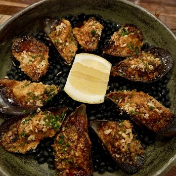 Esther's Kitchen - Baked Mussels with Nduja Butter and Sourdough Breadcrumbs. - Italian Near Me - Las Vegas, Nevada Esther's Kitchen - Baked Mussels with Nduja Butter and Sourdough Breadcrumbs. - Italian Near Me - Las Vegas, Nevada