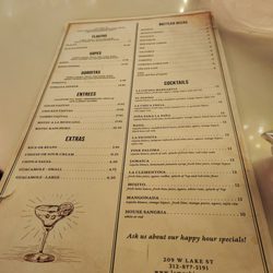 Drink menu.