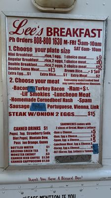 Menu photo 5 Lee's Breakfast Waipahu, HI
