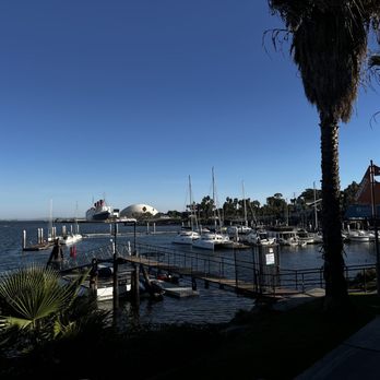 Fuego - View of Queen Mary from patio - Mexican Near Me - Long Beach, California