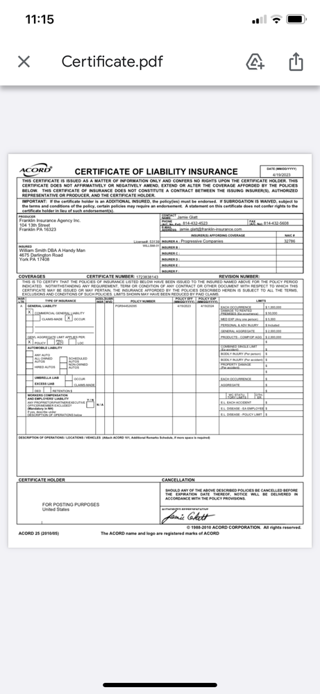 Slide of Smitty’s Handyman