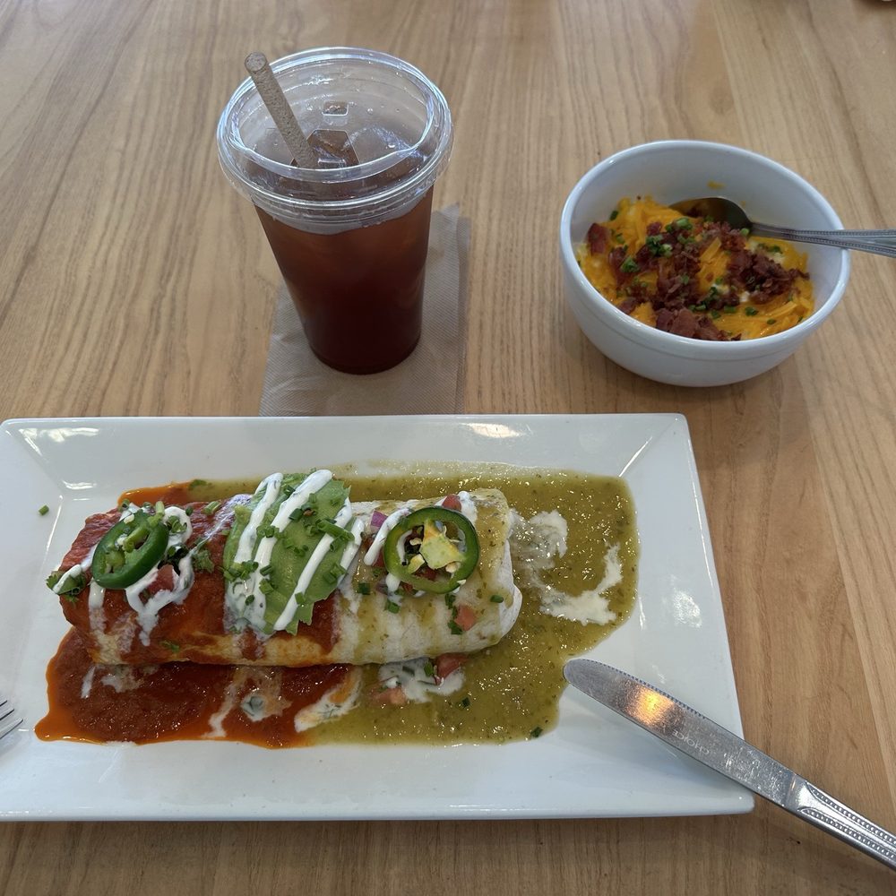 Breakfast Burrito, Grit Bowl & Sweet Tea Breakfast Burrito, Grit Bowl & Sweet Tea