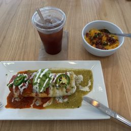 Breakfast Burrito, Grit Bowl & Sweet Tea