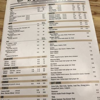 Dorinku Tokyo - Drink menu - Sushi Bars Near Me - Edmonton, Alberta Dorinku Tokyo - Drink menu - Sushi Bars Near Me - Edmonton, Alberta