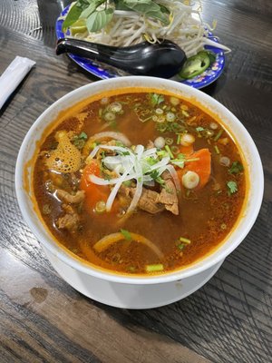 Photo of Dalat Restaurant - Worcester, MA, US. Beef rice-noodle soup