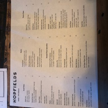 Hopfields - Menu . Looks delish - Pubs Near Me - Austin, Texas