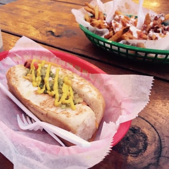 Dat Dog - American dog with bacon, cheese, and ranch fries. - Hot Dogs Near Me - New Orleans, Louisiana Dat Dog - American dog with bacon, cheese, and ranch fries. - Hot Dogs Near Me - New Orleans, Louisiana