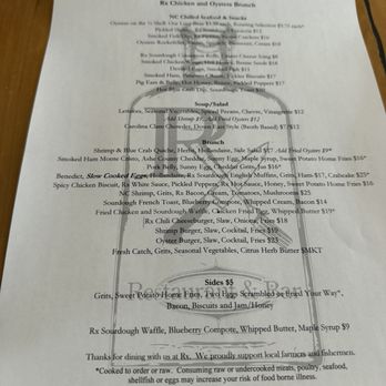 Rx Chicken & Oysters - Menu for that day - Seafood Near Me - Wilmington, North Carolina