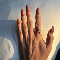 Victoria's Nails - Oxnard - Caramel thin coffin acrylic nails