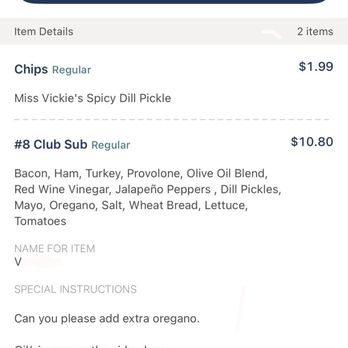 Jersey Mike's Subs - Pic #1 - Receipt from app that shows what I ordered. #8 Club Sub, added jalapeños & pickles. - Sandwiches Near Me - Fort Worth, Texas Jersey Mike's Subs - Pic #1 - Receipt from app that shows what I ordered. #8 Club Sub, added jalapeños & pickles. - Sandwiches Near Me - Fort Worth, Texas