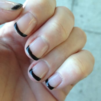 Petaluma Nails Salon - Black tip French shellac (gel) manicure. - Nail Salons Near Me - Petaluma, California Petaluma Nails Salon - Black tip French shellac (gel) manicure. - Nail Salons Near Me - Petaluma, California