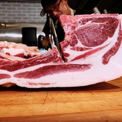 The Meat Market - Josh breaking the chops from the belly.