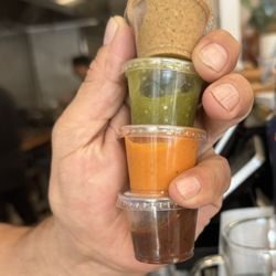 Tepalcates - Homemade salsas - mild to spicy from top to bottom