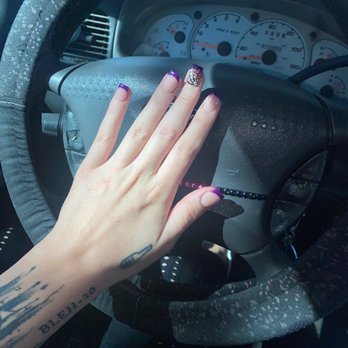 Star Nails & Spa - Purple French nails with spider web - Nail Salons Near Me - Corona, California