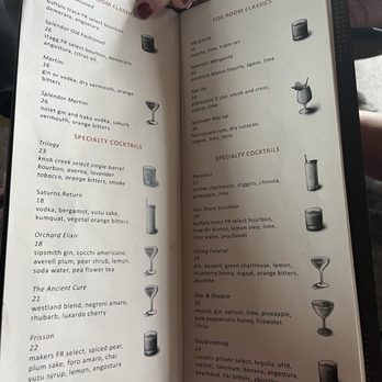 Fog Room - Menu - Cocktail Bars Near Me - Seattle, Washington