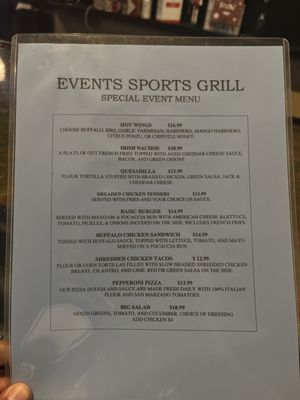 Menu photo 3 Events Sports Grill Riverside, CA Menu photo 3 Events Sports Grill Riverside, CA