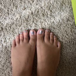 Pedicure with shellac silver polish Pedicure with shellac silver polish