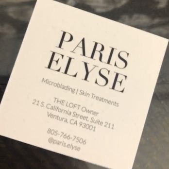Paris Elyse - Business card with her info - Skin Care Near Me - Ventura, California