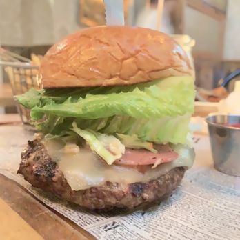 Woodbines - Woodbines Burger ($17) with truffle fries ($2 extra) - Irish Near Me - Long Island City, New York