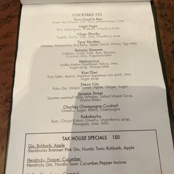 Tak - Cocktail menu - Japanese Near Me - Stockholm, Alberta
