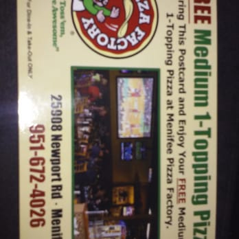 Pizza Factory - Awesome welcome mailer :) - Pizza Near Me - Menifee, California Pizza Factory - Awesome welcome mailer :) - Pizza Near Me - Menifee, California