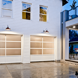 Garage Door Customs - aluminum glass Bottem kick proof garage door